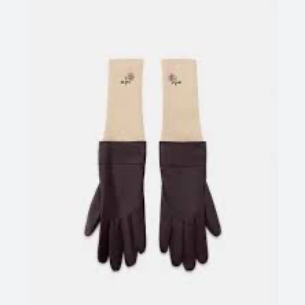 Zara NWT combined leather wool gloves with floral embroidery 1023/278